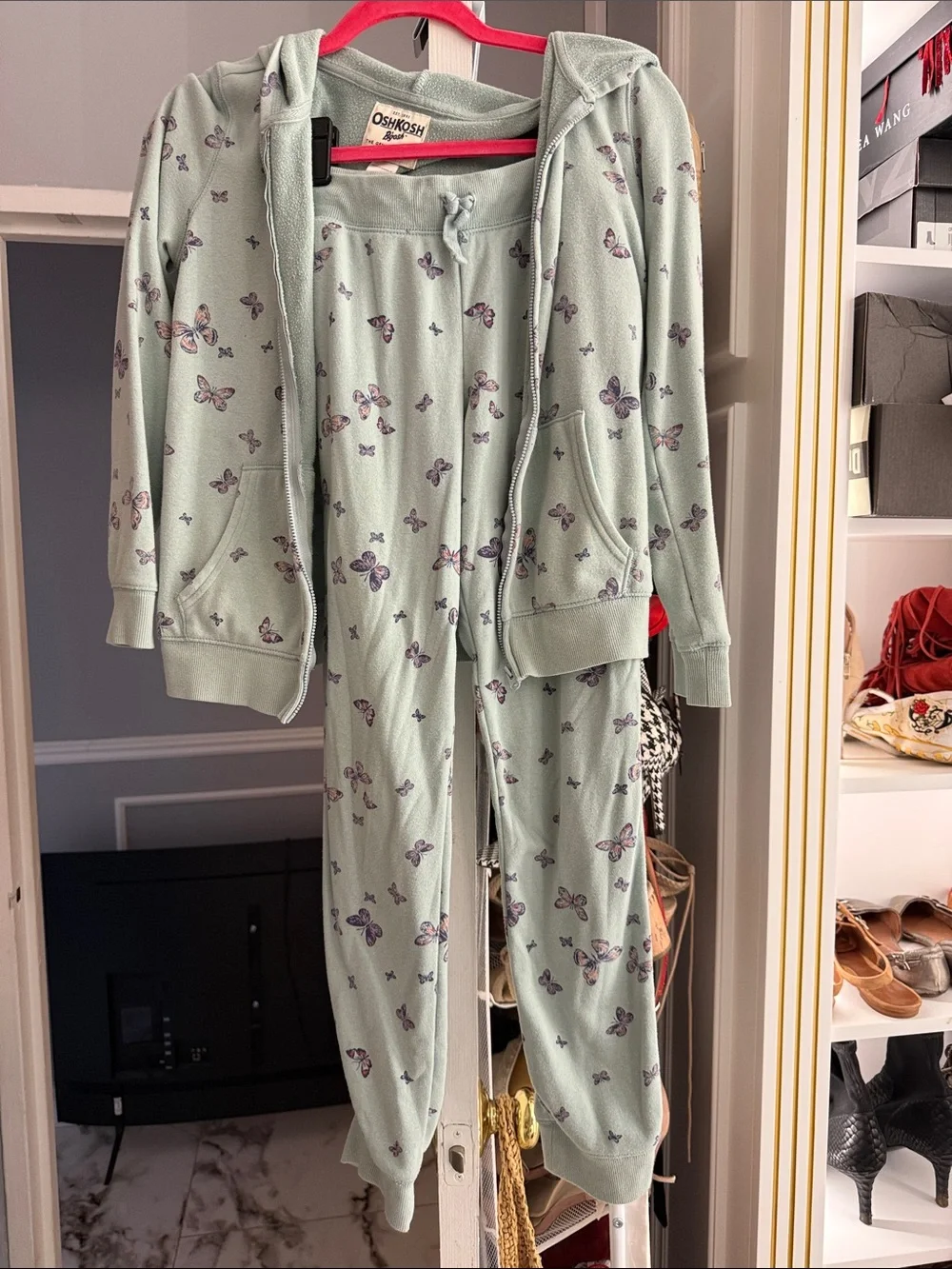 OshKosh B'gosh Mint Green Butterfly Zip Hoodie sweatpants set
